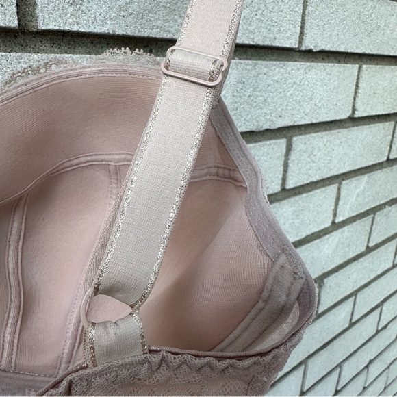 Freya Fancies Longline Bra 32J US Natural Beige Lace Padded Underwire Lingerie - Picture 9 of 9